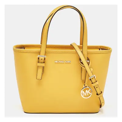 MICHAEL Michael Kors Yellow Saffiano Leather Extra-Small Jet Set Travel Tote