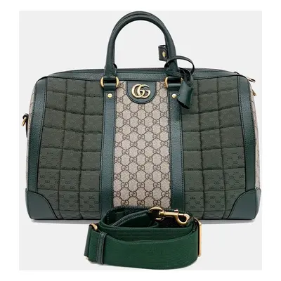 Gucci Green Canvas and Leather Savoy Small Duffel Bag