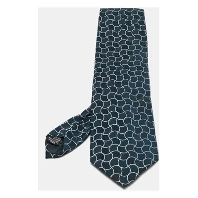 Giorgio Armani Blue Geometric Silk Traditional Tie