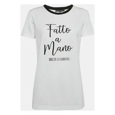 Dolce & Gabbana White Fatto a Mano Print Jersey T-Shirt