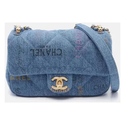 Chanel Blue Multicolor Denim Small Flap Shoulder Bag