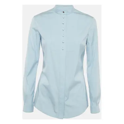 Gucci Equestrian Blue Cotton Button Front Shirt