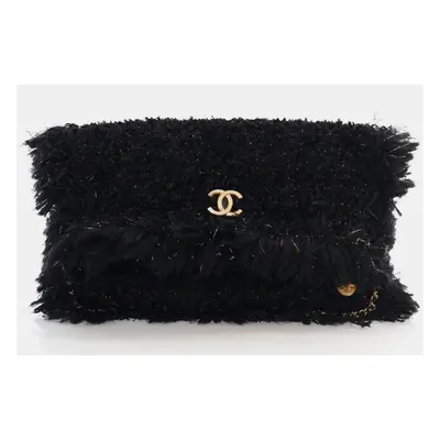 Chanel Black Tweed Fringe Clutch