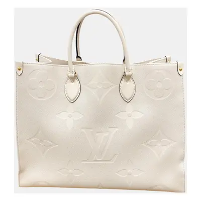 Louis Vuitton On The Go Gm Monogram Shoulder Empreinte Beige Tote Bag