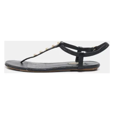 Balenciaga Black Leather Arena Flat Sandals Size