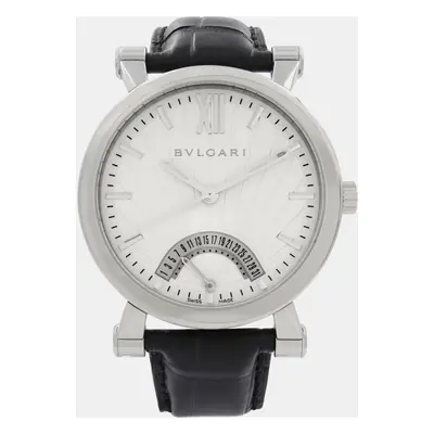 Bvlgari White Stainless Steel Sotirio Retrograde SB42SDR Automatic Men's Wristwatch mm