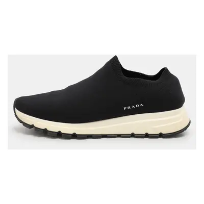 Prada Black Knit Fabric Low Top Sneakers Size