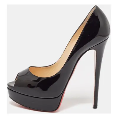 Christian Louboutin Black Patent Leather Lady Peep Pumps Size