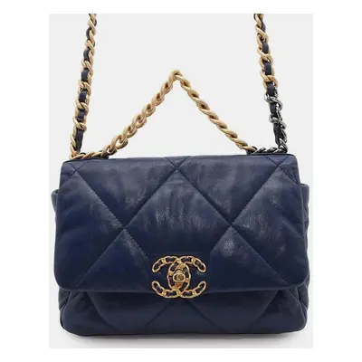 Chanel Blue Lambskin Leather Flap Chain Shoulder Bag