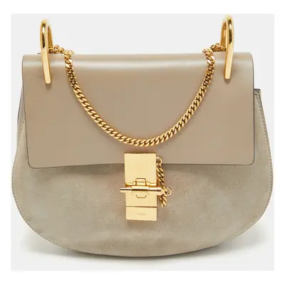 Chloe Grey Leather and Suede Drew Shoulder Bag