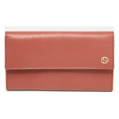 Gucci Brown Brick Leather Interlocking G Continental Wallet