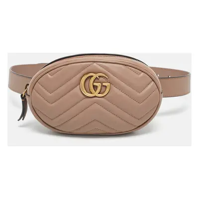 Gucci Beige Matelassé Leather Mini GG Marmont Belt Bag