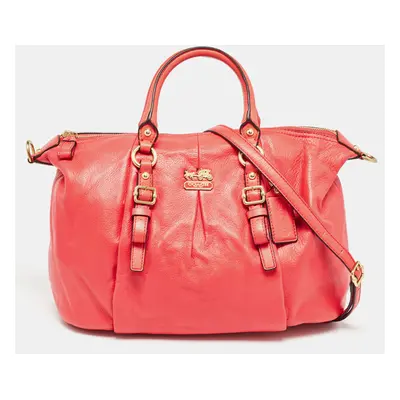 Coach Coral Red Madison Leather Juliette Satchel