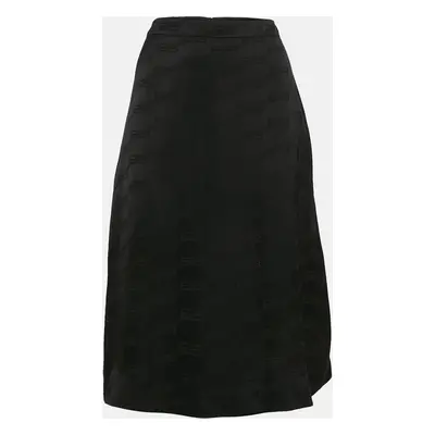 Balenciaga Black Logo Jacquard Crepe Midi Skirt