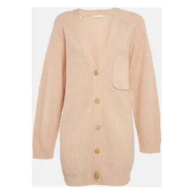 Chloe Pastel Pink Cashmere Knit Button Front Cardigan