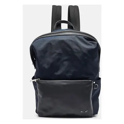 Fendi Navy Blue/Black Nylon and Leather Bugs Backpack