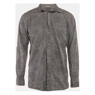 Bottega Veneta Navy Blue Printed Cotton Long Sleeve Shirt