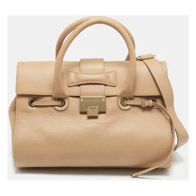 Jimmy Choo Beige Leather Rosalie Top Handle Bag