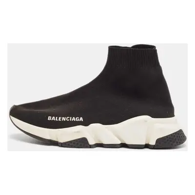 Balenciaga Black Knit Fabric Speed Trainer High Top Sneakers Size