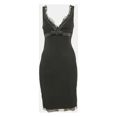 D&G Black Lace Trim Stretch Crepe Sheath Dress