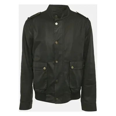 CH Carolina Herrera Black Gabardine Windbreaker Bomber Jacket