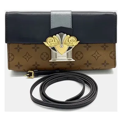 Louis Vuitton Black Brown Canvas and Leather column clutch