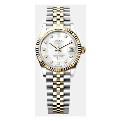 Rolex Mother of Pearl 18K Yellow Gold Stainless Steel Datejust Automatic Women's Wristwatch mm