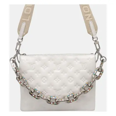 Louis Vuitton White Lambskin Coussin PM Shoulder Bag