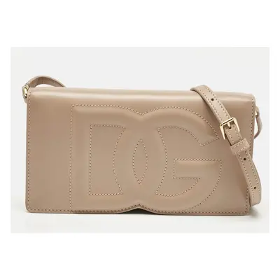 Dolce & Gabbana Blush Pink Leather DG Logo Phone Crossbody Bag