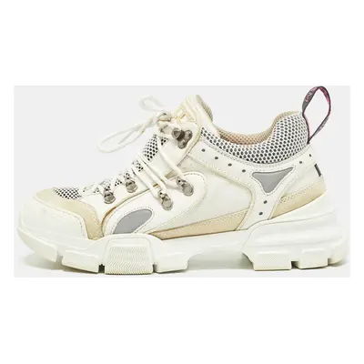 Gucci White Mesh and Leather Flashtrek Sneakers Size