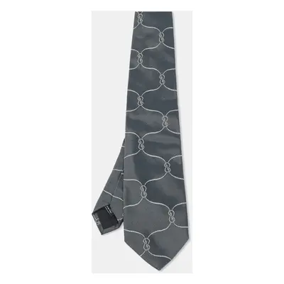 Gucci Grey/White Patterned Silk Tie