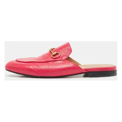 Gucci Pink Leather Princetown Flat Mules Size