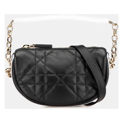 Dior Black Lambskin Leather Micro Cannage Vibe Satchel Bag