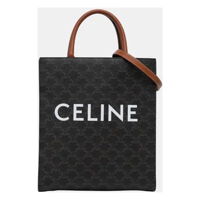 Celine Brown Small Triomphe Coated Canvas Vertical Cabas