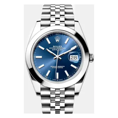 Rolex Blue Stainless Steel Datejust Automatic Men's Wristwatch mm