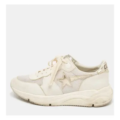 Golden Goose White/Grey Leather and Mesh Running Sole Low Top Sneakers Size