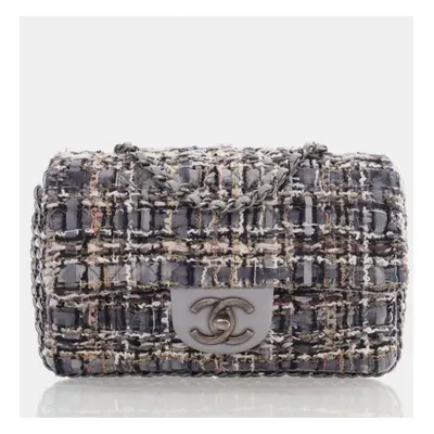 Chanel Mini Grey Multicolor Tweed River of Pearls Rectangle Flap RHW