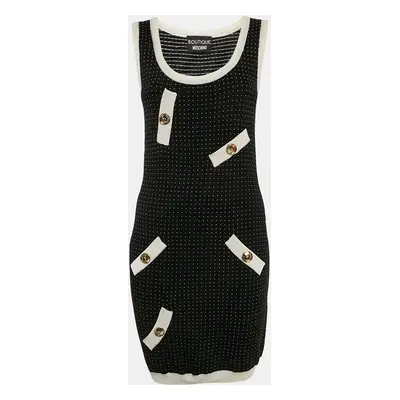 Boutique Moschino Black/White Polka Dots Wool Blend Knit Mini Dress