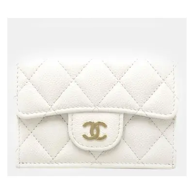 Chanel White Caviar Skin Classic Small Trifold Wallet