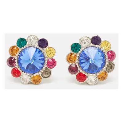 Miu Miu Rebels Crystals Silver Tone Clip On Earrings