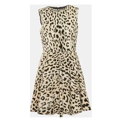 Dolce & Gabbana Leopard Print Textured Cotton Sleeveless Mini Dress