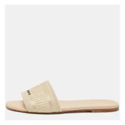 Dior Beige Canvas Dway Flat Slides Size