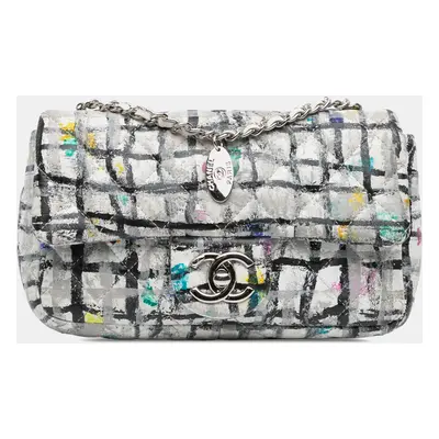 Chanel Multicolor Calfskin Leather Mini Rectangular Hand Painted Graffiti Flap Bag