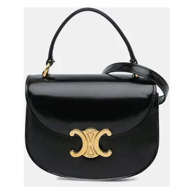 Celine Black Mini Shiny Calfskin Besace Clea Satchel