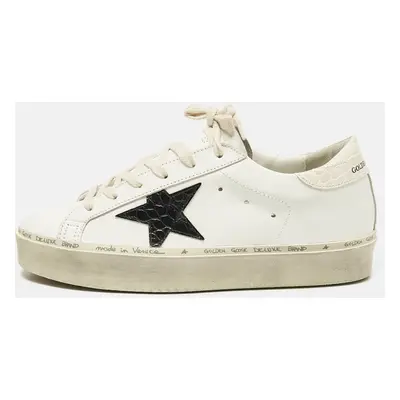 Golden Goose White/Black Leather Hi Star Sneakers Size