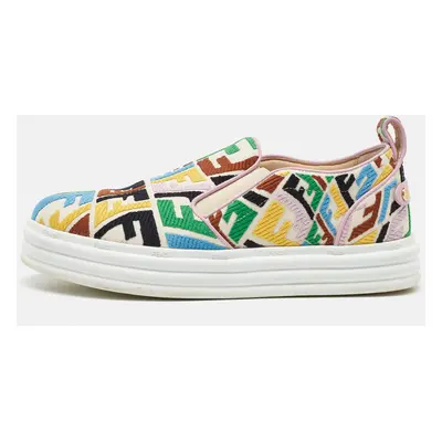 Fendi Multicolor Canvas FF Vertigo Slip On Sneakers Size