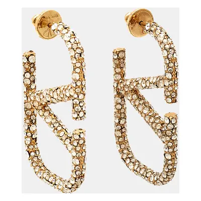 Valentino VLogo Signature Crystals Gold Tone Earrings