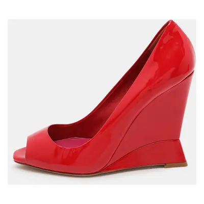 Miu Miu Red Patent Leather Wedge Pumps Size 38.5