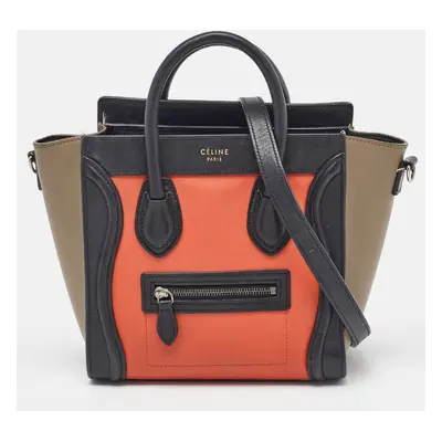 Celine Tricolor Leather Nano Luggage Tote