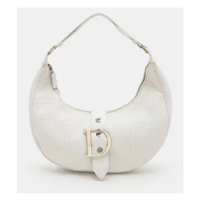 Dior White Cannage Leather Hobo